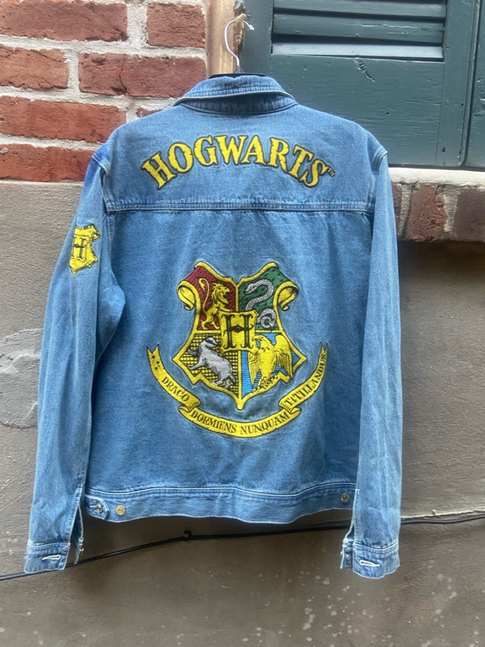 Hogwarts Light Blue Denim Jacket with Embroidered Crest